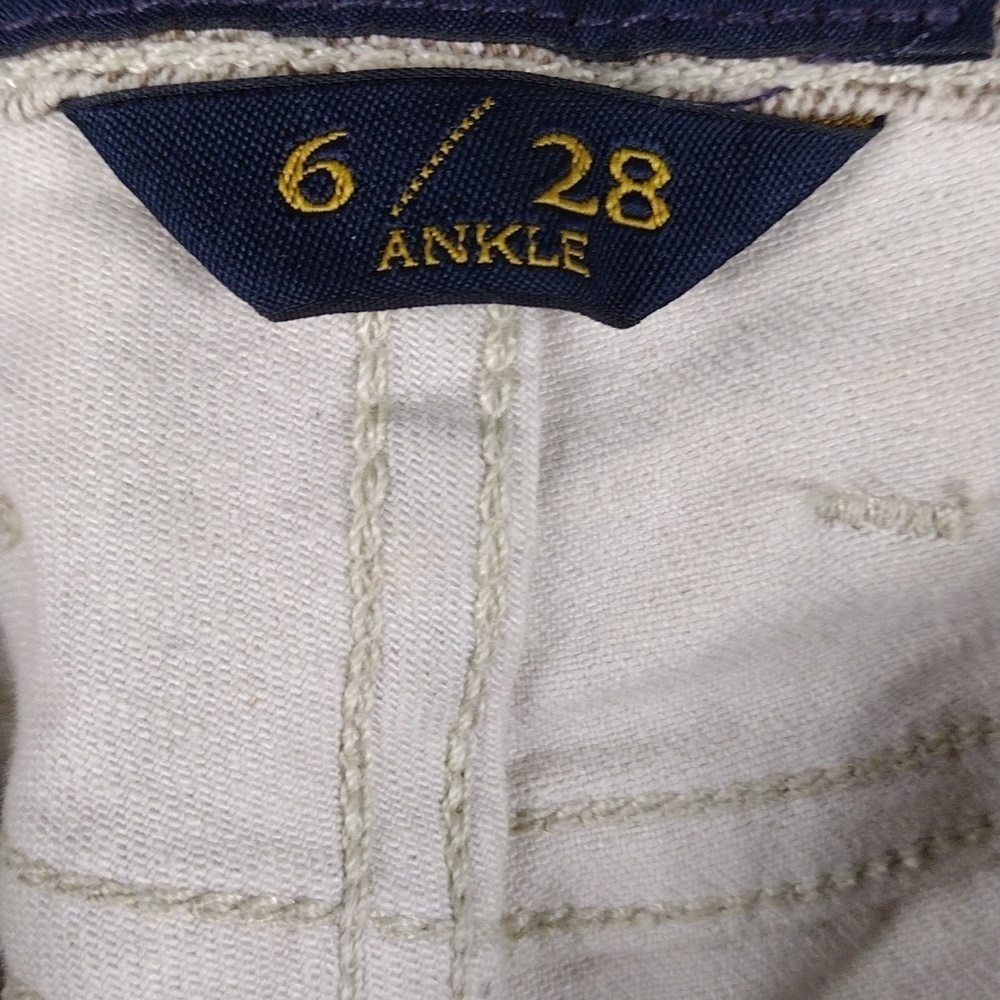Lucky Brand Sofia Skinny Gold Tan Paisley Print Mid Rise Color Denim Ankle Jean - Picture 7 of 13